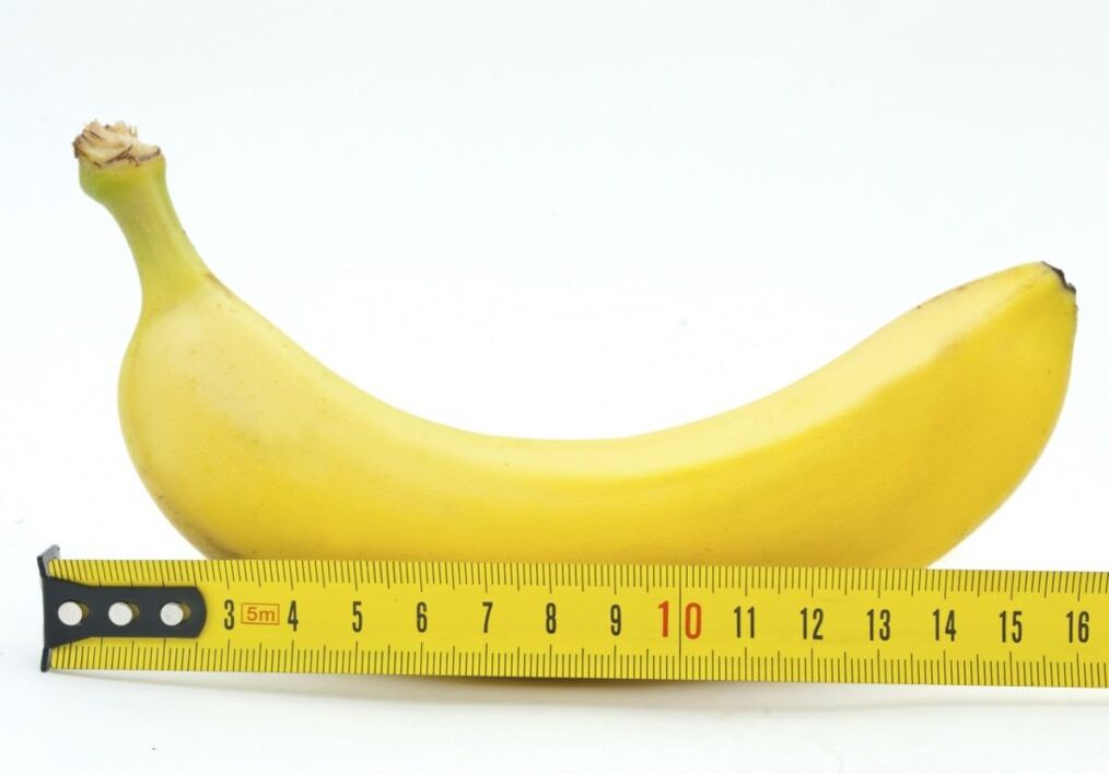 measuring a banana symbolizes measuring a penis after an enlargement operation